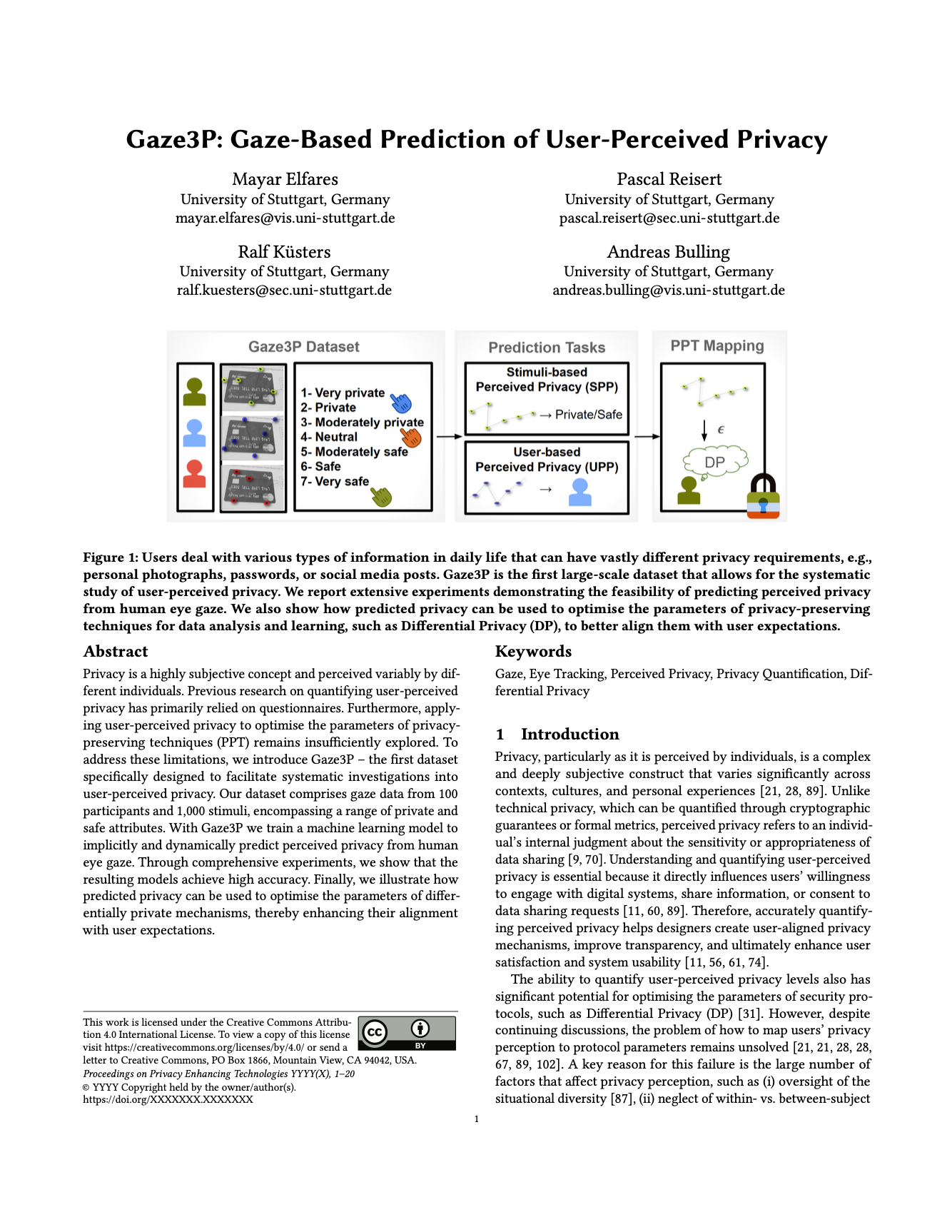 Gaze3P: Gaze-Based Prediction of User-Perceived Privacy