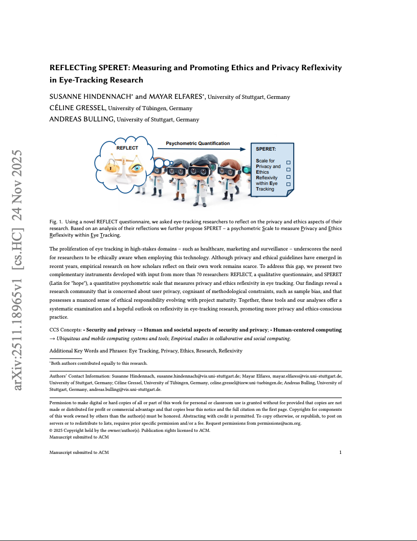 REFLECTing SPERET: Measuring and Promoting Ethics and Privacy Reflexivity in Eye-Tracking Research