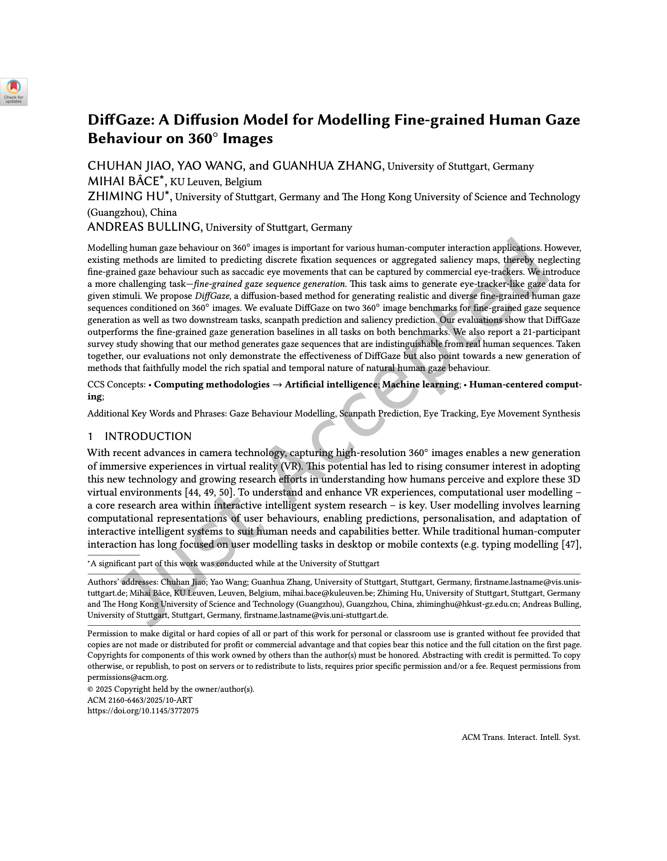 DiffGaze: A Diffusion Model for Modelling Fine-grained Human Gaze Behaviour on 360° Images