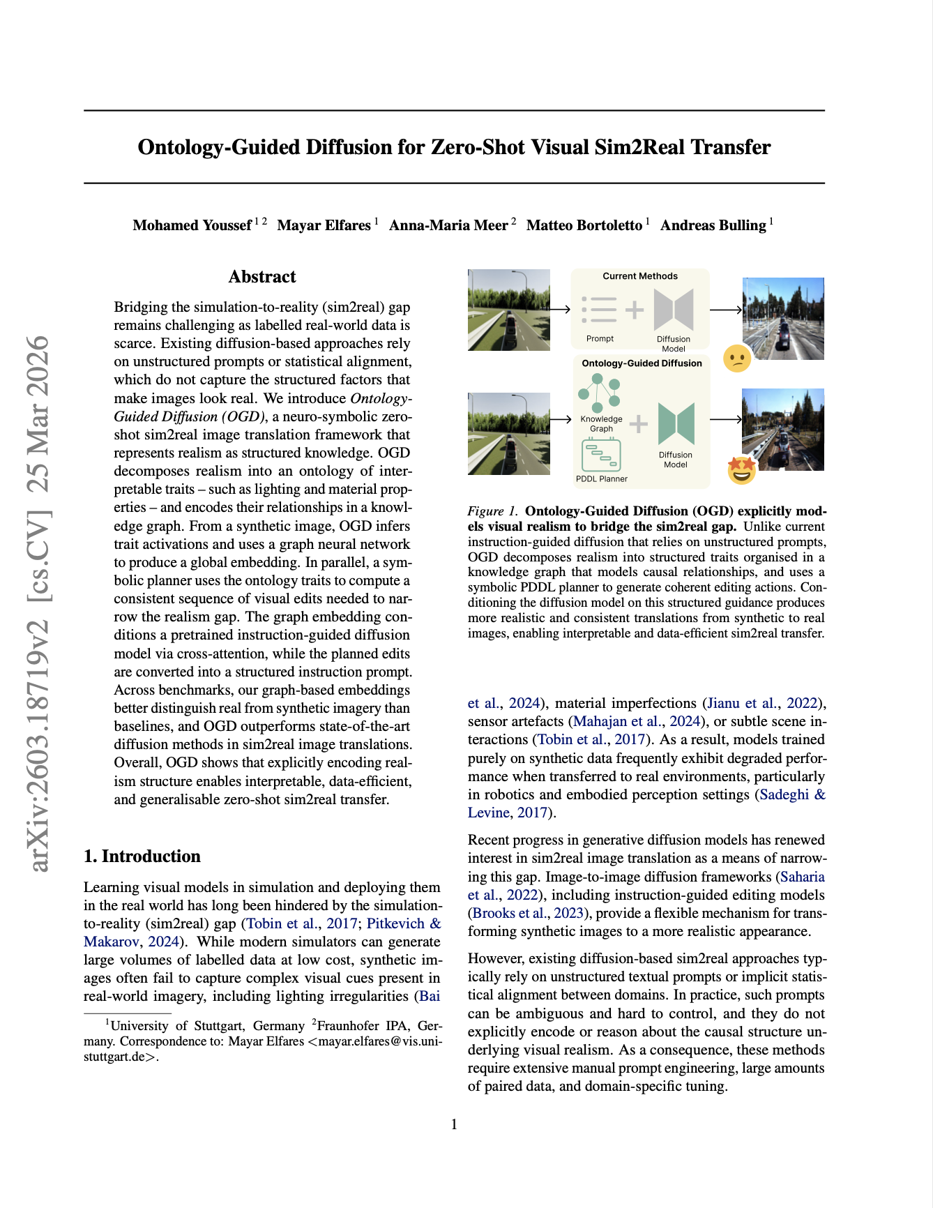 Ontology-Guided Diffusion for Zero-Shot Visual Sim2Real Transfer