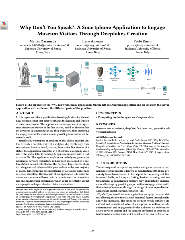 Why Don’t You Speak?: A Smartphone Application to Engage Museum Visitors Through Deepfakes Creation